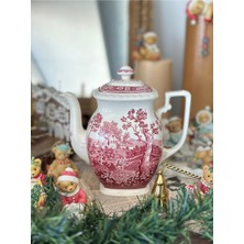 Feyza Design Rusticana Serisi Kırmızı Porselen Demlik 1600 ml Büyük Boy
