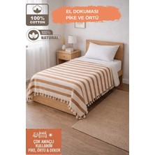 Ces Store %100 Pamuk Çift Kişilik Püsküllü Pike, Yatak Örtüsü 130X180CM