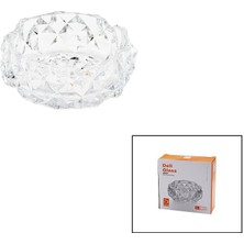 Go İthalat Küçük Cam - Dıamond Kristal Şekil Yuvarlak Küllük Çap: 11.2cm - D: 4.4cm (5517)