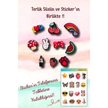 Birikiyedi 10'lu Set Jibbitz Terlik Süsü Kiraz,karpuz,çilek,ruj,kurdele