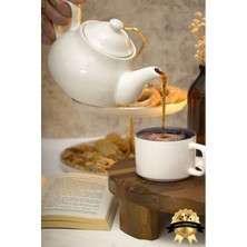 Feyza Design 760 ml Porselen Demlik, Kırık Beyaz, Süzeksiz, Şems Marka Dışında