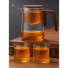 Feyza Design Borosilikat Cam Sihirli Demlik 720 ml ve 2 Bardaklı Bitki Çayı Seti