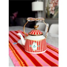 Feyza Design Şık Emaye Çaydanlık, 2,5 Lt, Kuş Desenli, Dayanıklı ve Estetik Tasarım