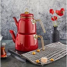 Feyza Design Emaye Çaydanlık Takımı, Renkli ve Şık Tasarım, Sağlam ve Dayanıklı