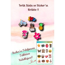 Birikiyedi 6'lı Set Jibbitz Terlik Süsü Ananas,çiçek,kahve,ı Love You