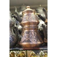 Feyza Design Şık Bakır Çaydanlık, Geleneksel Selçuk Motifli, Zarif ve Dayanıklı Tasarım