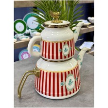 Feyza Design Emaye Çaydanlık 4,4 Litre Büyük Boy, Şık ve Dayanıklı Tasarım