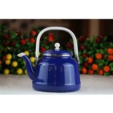 Feyza Design Lacivert Emaye Çaydanlık 2 Litre, Üstten Tutmalı, Çinko Bitki Çayı Demliği