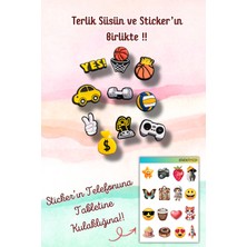 Birikiyedi 10'lu Set Jibbitz Terlik Süsü Pota,yes,dolar,dambıl,top Temalı