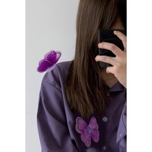 Artikel Koyu Mor Kelebek 6 Adet Perde Süsü, Broş Aksesuar, Hediye Paketi Süsleme Aksesuarı