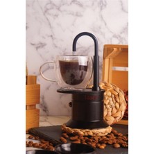 Feyza Design Büyük Kapasiteli Siyah Moka Pot, Pratik ve Şık Kahve Demleme Seti
