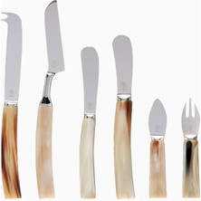 Brunello Cucinelli Naturel Boynuz-Paslanmaz Çelik Italyan Işçiliği Lüks Peynir Bıçak Seti