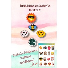 Birikiyedi 5'li Set Jibbitz Terlik Süsü Güneş,arı,bulutlar,yonca