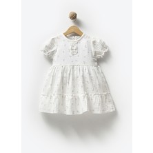 Bubbles %100 Organik Pamuk Küçük Çiçek Fırfırlı Kız Müslin Elbise