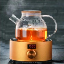 Feyza Design 900 ml Bambu Kapaklı Isıya Dayanıklı Cam Bitki Çayı Demliği Sürahi