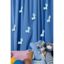 Artikel Mavi Zürafa 6 Adet Çocuk Odası Perde Süsü, Broş Aksesuar, Hediye Paketi Süsleme Aksesuarı