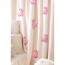 Artikel Pembe Zürafa 6 Adet Çocuk Odası Perde Süsü, Broş Aksesuar, Hediye Paketi Süsleme Aksesuarı