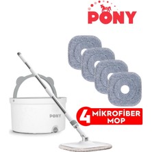 Özgürce Beyaz Mikrofiber Mop Seti, Kirlilik Ayırma ve Otomatik Temizlik Özelliği