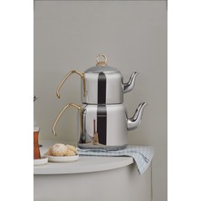 Feyza Design Şık Midi Çaydanlık Takımı, Gold Renk, Zarif ve Fonksiyonel Tasarım