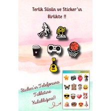 Birikiyedi 6'lı Set Jibbitz Terlik Süsü Kahve,pota,gitar,dj Temalı