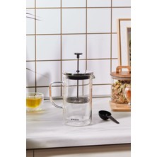 Feyza Design 600 ml Çift Cidarlı Cam French Press, Pia Kaşık Hediyeli, Şık Tasarım