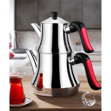 Feyza Design Naz Kristal Serisi Çelik Çaydanlık ve Suluk Seti, Aile Boy