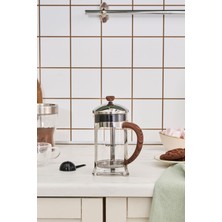 Feyza Design Borosilikat Cam French Press, Ahşap Kaşık, 600 Ml, Şık ve Dayanıklı