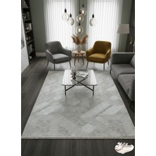 Konak Halı Dekoratif Premium Seri Salon Halısı Krem Kabartmalı Saçaklı