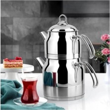 Feyza Design Dayanıklı Metal Kulp Çelik Çaydanlık, Şık ve Kullanışlı Tasarım