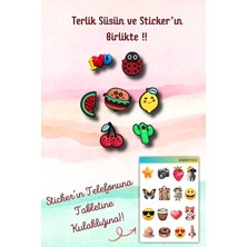 Birikiyedi 7'li Set Jibbitz Terlik Süsü Karpuz,limon,hamburger,kiraz,uğur Böceği,ı Love You