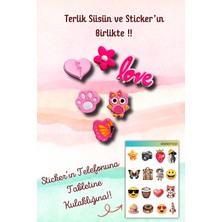 Birikiyedi 6'lı Set Jibbitz Terlik Süsü Pembe Tema Pati,baykuş,çiçek,kelebek