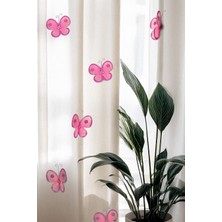 Artikel Pembe Taşlı Çengelli Kelebek 6 Adet Perde Süsü, Broş Aksesuar, Hediye Paketi Süsleme Aksesuarı