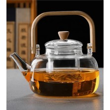 Feyza Design Bambu Saplı Cam Çay Demliği 1000 Ml, Şık ve Kullanışlı Tasarım