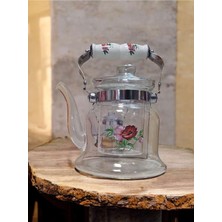 Feyza Design Cam Demlik 600 Ml, Porselen Saplı, Süzgeçli, Şık ve Dayanıklı Tasarım