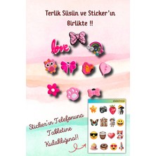 Birikiyedi 10'lu Set Jibbitz Terlik Süsü Kurdele,gökkuşağı,kelebek,baykuş,kalp,pati Temalı