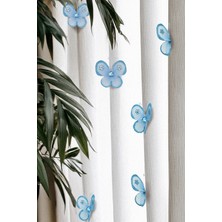 Artikel Bebe Mavisi Taşlı Çengelli Kelebek 12 Adet Perde Süsü, Broş Aksesuar, Hediye Paketi Süsleme Aksesuarı