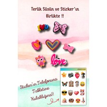Birikiyedi 7'li Set Jibbitz Terlik Süsü Kalp,kurdele,baykuş,love,kelebek Temalı