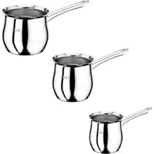 Feyza Design Şık Çelik 3'lü Cezve Seti, Büyük Boy Seri, Dayanıklı ve Kullanışlı