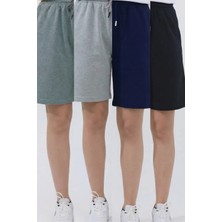 Veleno Kadın 4'lü Avantajlı Paket Oversize Relaxed Bermuda Şort Rahat Kalıp