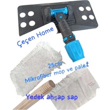 Özgürce 3'lü Temizlik Seti, Nemli Yedek Mop ve Paspas Takımı, 25 Cm, Ahşap Sap