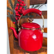 Feyza Design 2,5l Emaye Demlik, Gold Saplı, Dayanıklı ve Şık Çaydanlık