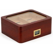 Falconetti Kahverengi Iki Katlı Camlı Dijital Humidor Puro Kutusu RD64
