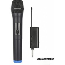 AUDIOX Audıox TM-100 Şarjlı Uhf Telsiz El Mikrofonu – Kablosuz Mikrofon, 6.35 mm Jak Alıcılı, 3.5 mm Uyumlu, Sahne, Karaoke, Sunum ve Anons Uyumlu