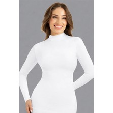 Q-En %95 Bambu Uzun Kollu Basic Likralı Dik Yaka Atlet