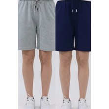 Veleno Kadın 2'li Paket Oversize Relaxed Bermuda Şort Rahat Kalıp