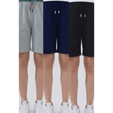 Veleno Kadın 3'lü Avantajlı Paket Oversize Relaxed Bermuda Şort Rahat Kalıp