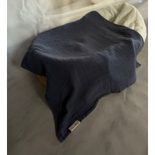 Elias Baby Organik Müslin Çift Katlı %100 Pamuk Müslin Yeni Doğan Örtüsü 75X75 cm Lacivert Düz Renk Müslin Örtü
