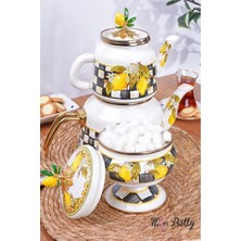 Feyza Design Şık Emaye Çaydanlık ve Şekerlik Takımı, Sağlıklı ve Dayanıklı Tasarım