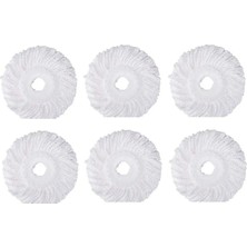 Funflex 6 Adet 360 ° Döner Paspas Yedek Kafa, Yuvarlak Şekil Mikrofiber Standart Boyut Paspas Kafası