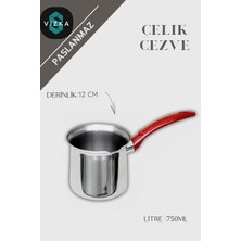 Feyza Design Paslanmaz Çelik Cezve 750ML, Sağlam ve Dayanıklı, Pratik Kullanım